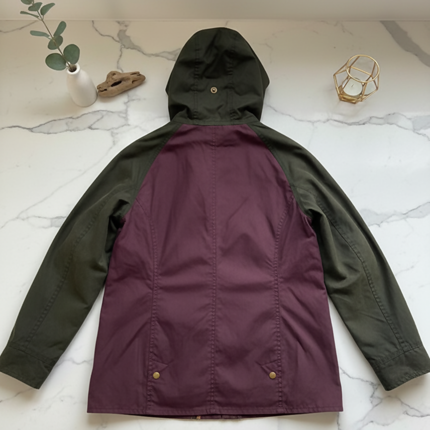 Barbour Burgundy Green Hooded Jacket Size M / UK 10-12
