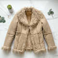 Unbranded Beige Faux Fur Jacket Size M / UK 10-12