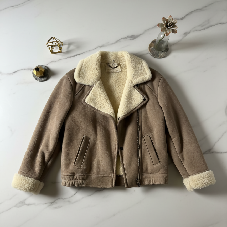 Vintage Brown Suede Aviator Jacket Size M / UK 8-10