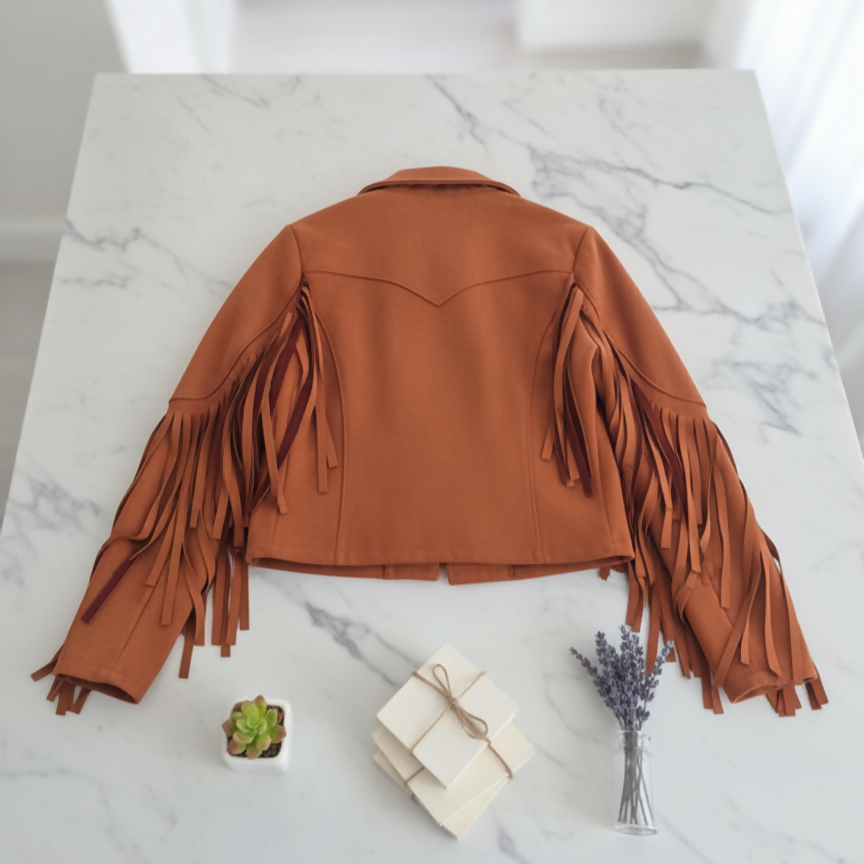 Unbranded Rust Fringe Western Jacket Size M / UK 8-10