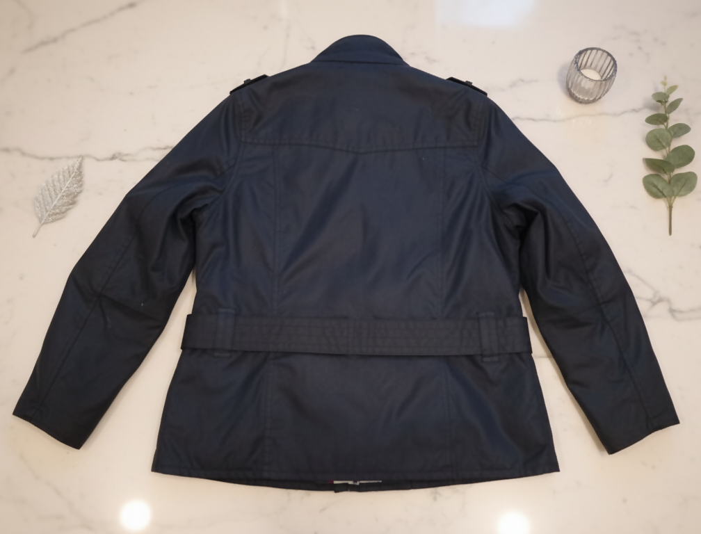 Barbour Navy Blue Belted Jacket Size M / UK 10-12