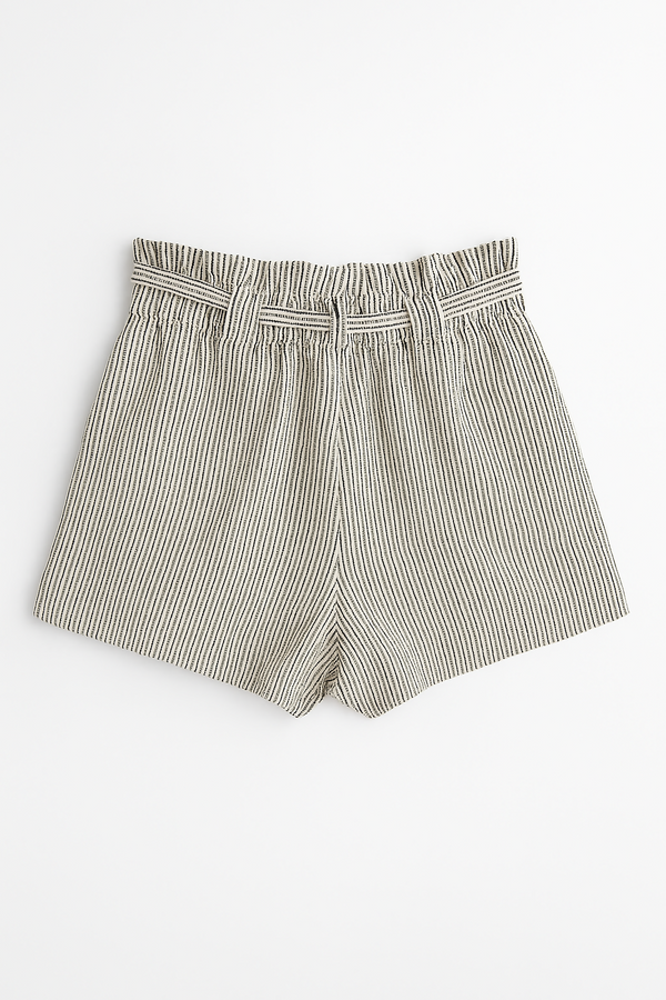 H&M Striped Paperbag High Waist Shorts
