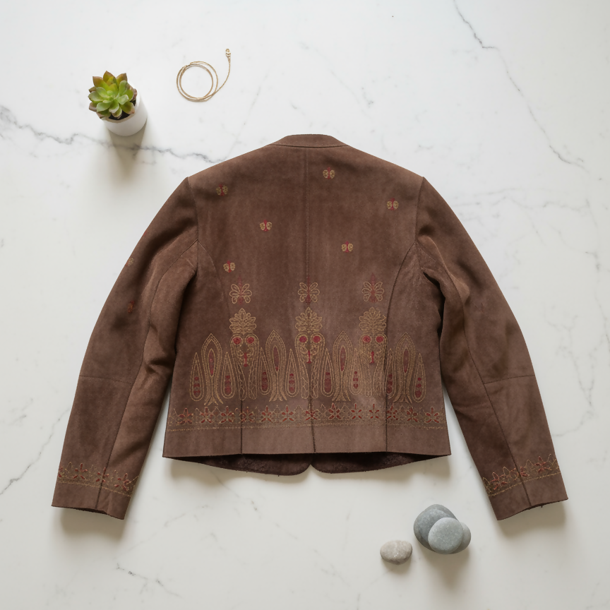 Vintage Brown Embroidered Jacket Size M / UK 10-12