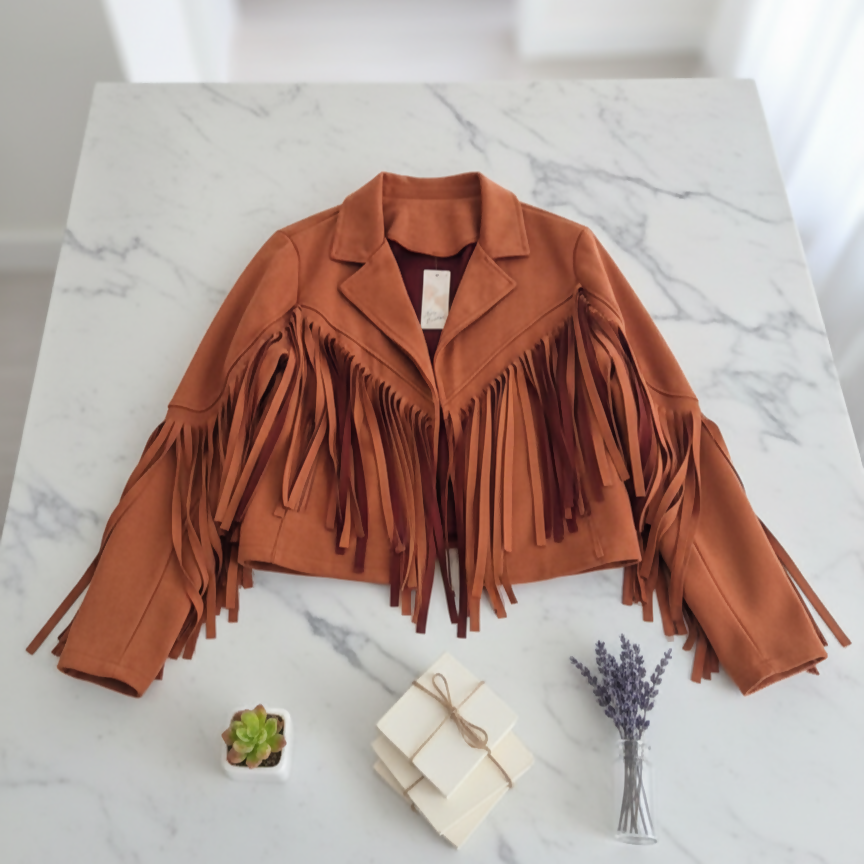 Unbranded Rust Fringe Western Jacket Size M / UK 8-10